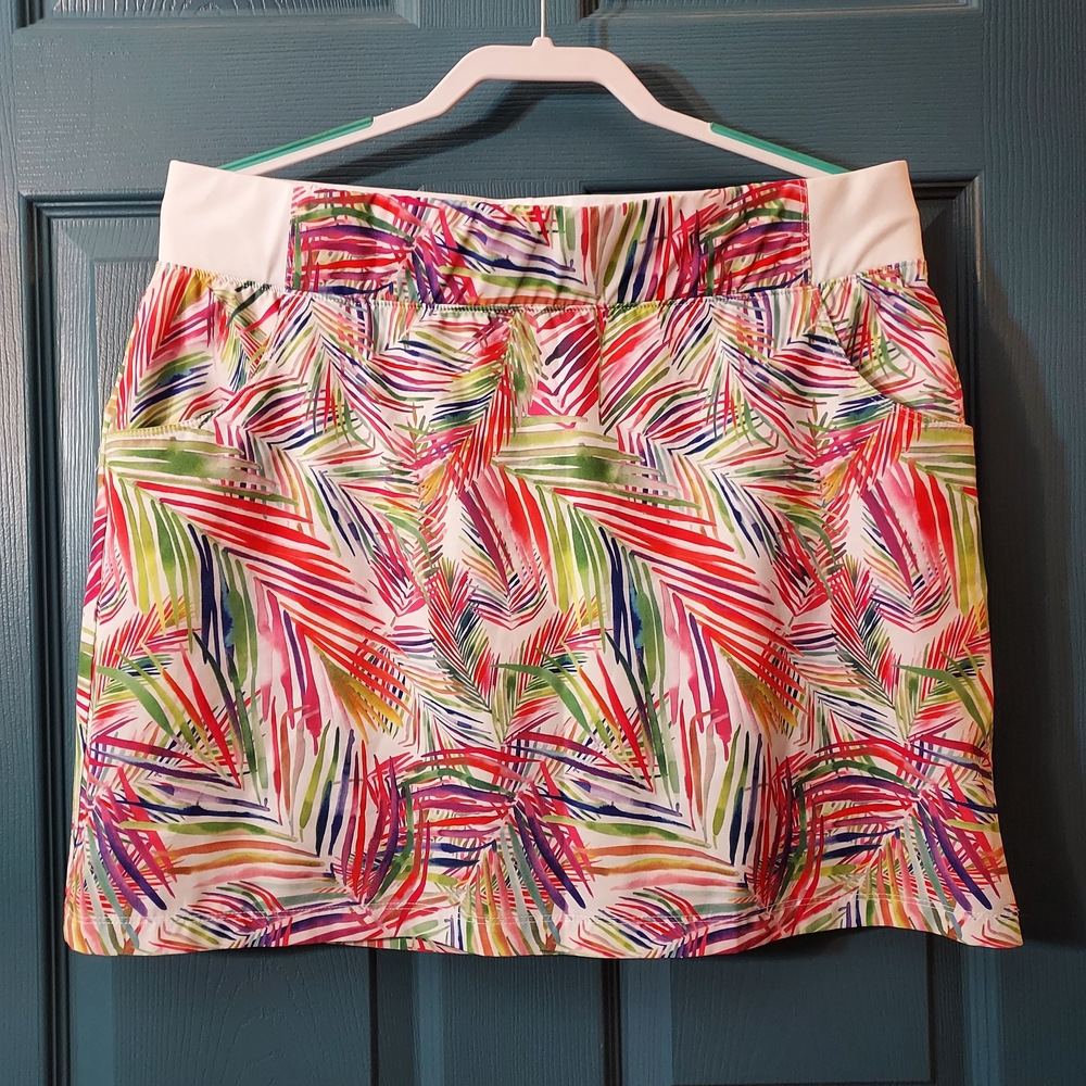 Reel Legends Colorful Leaf Print Mini Skirt